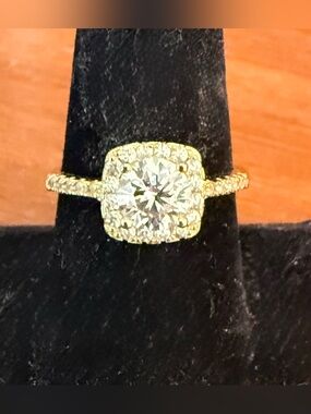 Moissanite Cushion Halo Ring